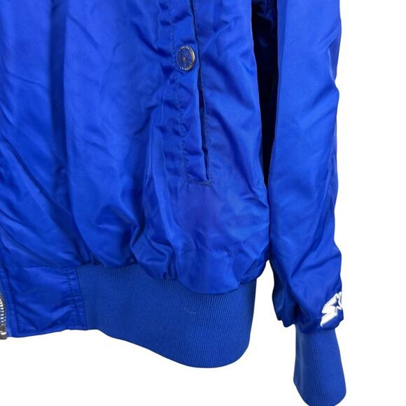 Starter Black Label Blue Full Zip Bomber Jacket 9S0-251 Lined Satin Shiny sz XL - Picture 7 of 16